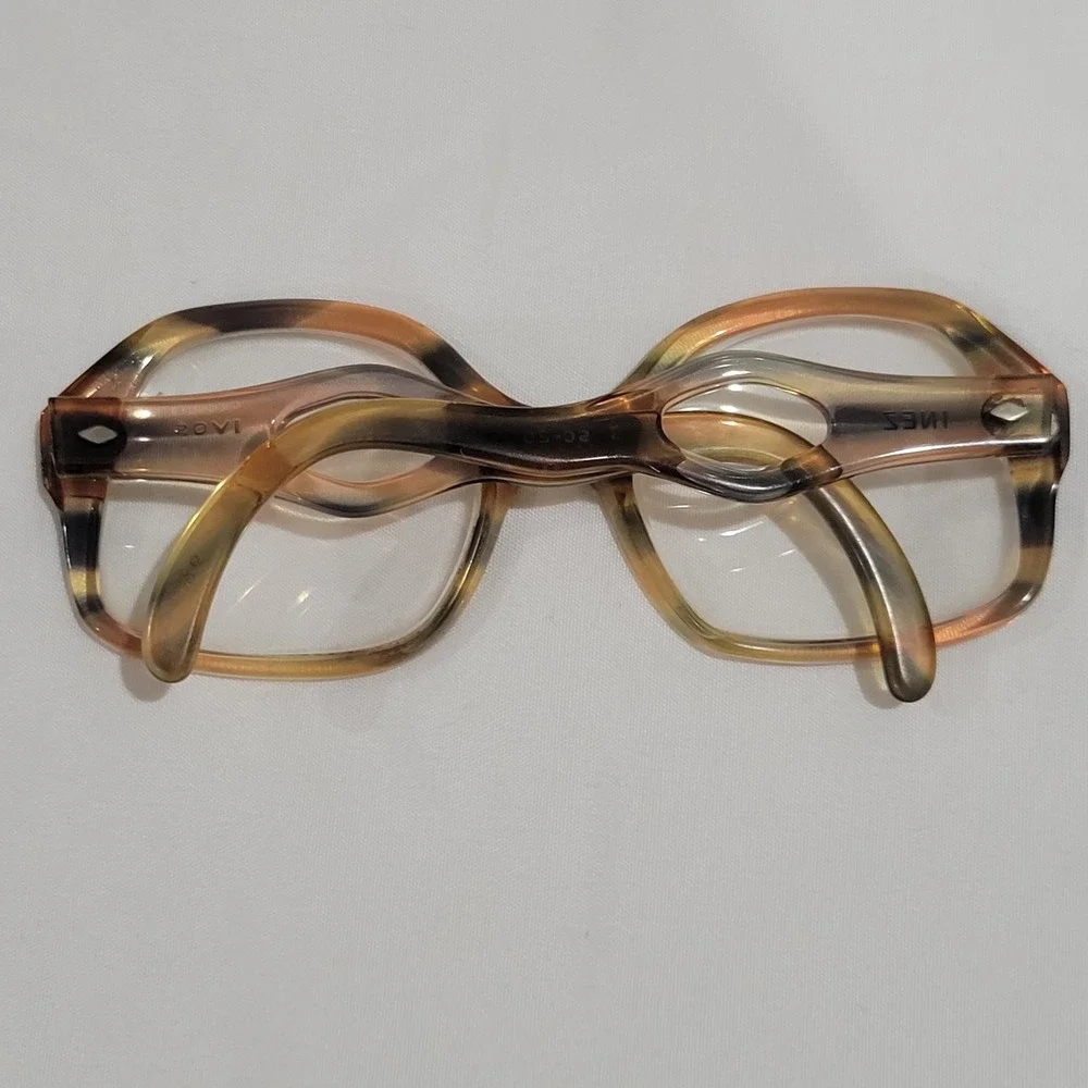 IVOS Inez 50-20 Tortoise Acetate Eyeglasses Sculptural Cut-Out Temples